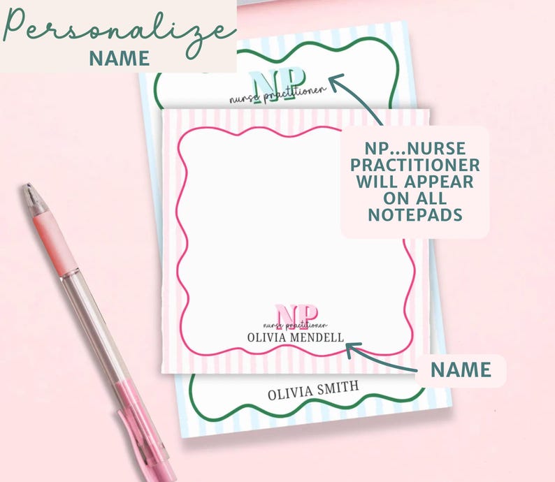 Nurse Practitioner Gift Preppy Personalized Stationary Post-it® Notes NP Gifts for Graduation Custom Note Pads Sticky Notes Desk Accessory image 5