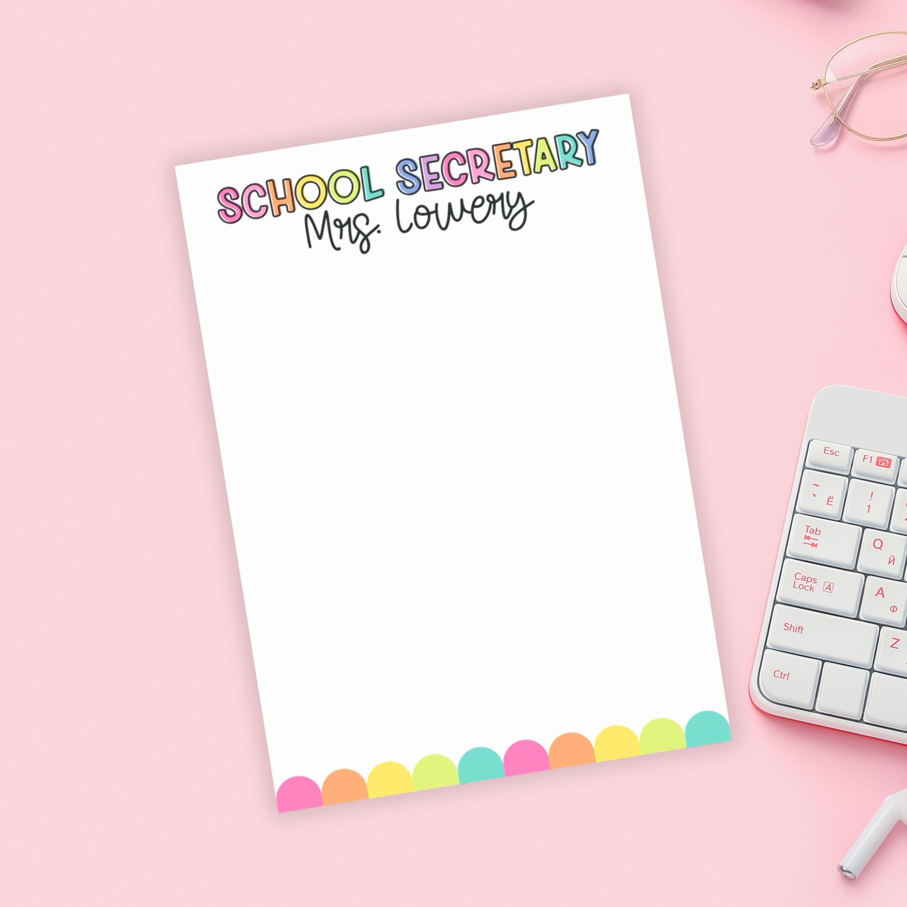 Secretary Notepad Personalized School Secretary Notepad: Rainbow Preppy To-do List - Etsy