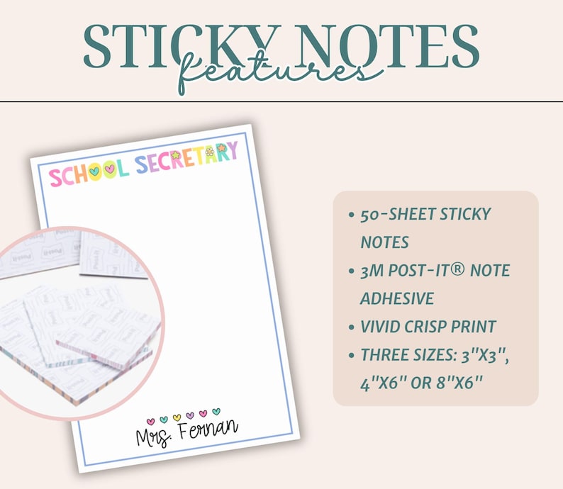Secretary Notepad Personalized School Secretary Notepad: Rainbow Heart Design - Etsy