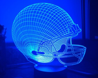 Table Lamp Home Room Man Cave Decor LSU Personalize for Free 16 Color Options with Remote Featuring Licensed Decal LED College Football Helmet Tigers Sports Fan Lamp/Night Light 