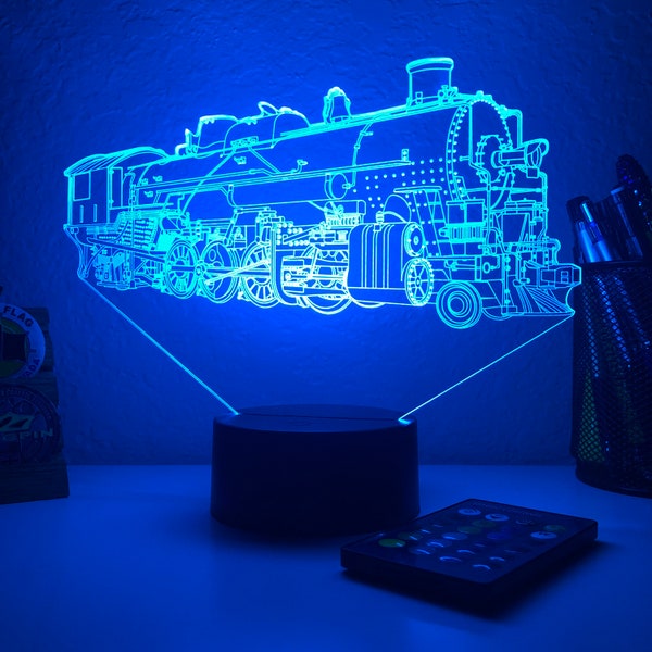 Train de locomotive à vapeur - Lampe d’illusion optique 3D