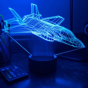 Military F-35 Lightning II (Clean) Fighter Jet - 3D Optical Illusion Lamp