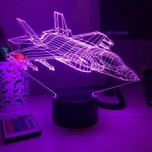 Military F-35 Lightning II Multi-Role Fighter Jet - 3D Optical Illusion Lamp