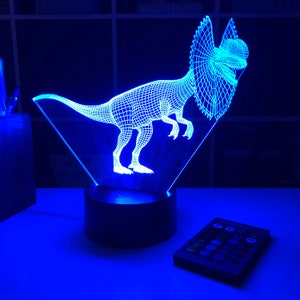 Dilophosaurus Dinosaur - 3D Optical Illusion Lamp