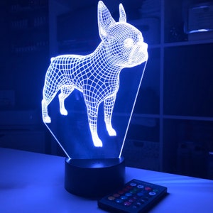 Lampe d’illusion 3D de chien de Terrier de Boston