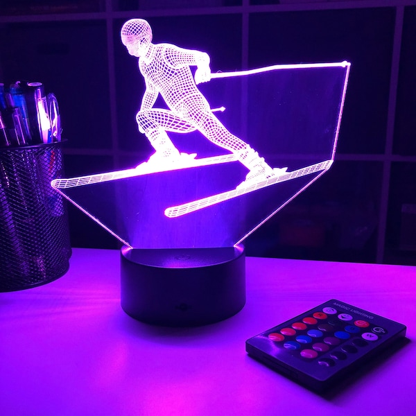 Personalized Ski Gift 3D Optical Illusion Lamp