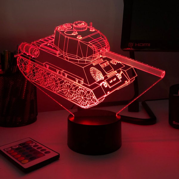 T-34 Soviet Tank - 3D Optical Illusion Lamp