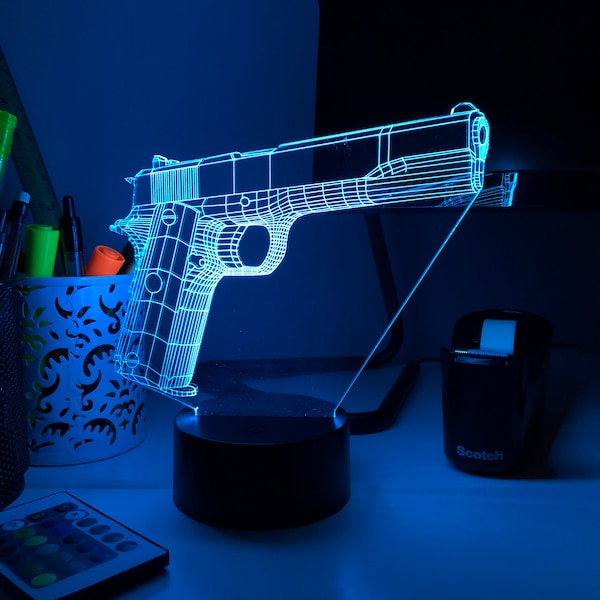 Pistol 2-1 Firearm - 3D Optical Illusion Lamp