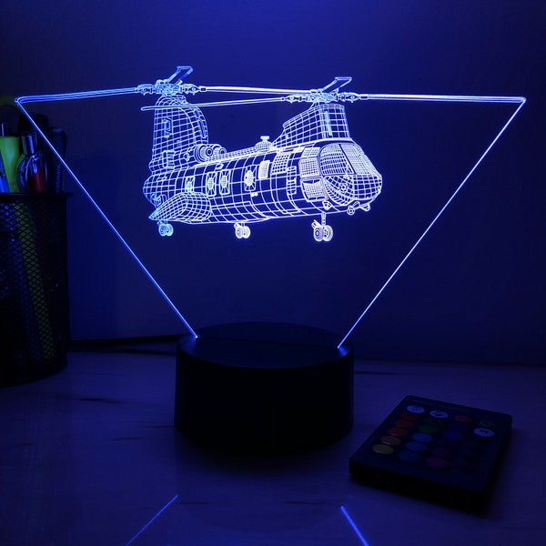 CH-46 "PHROG" SeaKnight Helicopter - 3D Optical Illusion Lamp