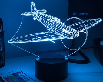 Spitfire Fighter Plane - 3D Optical Illusion Lamp