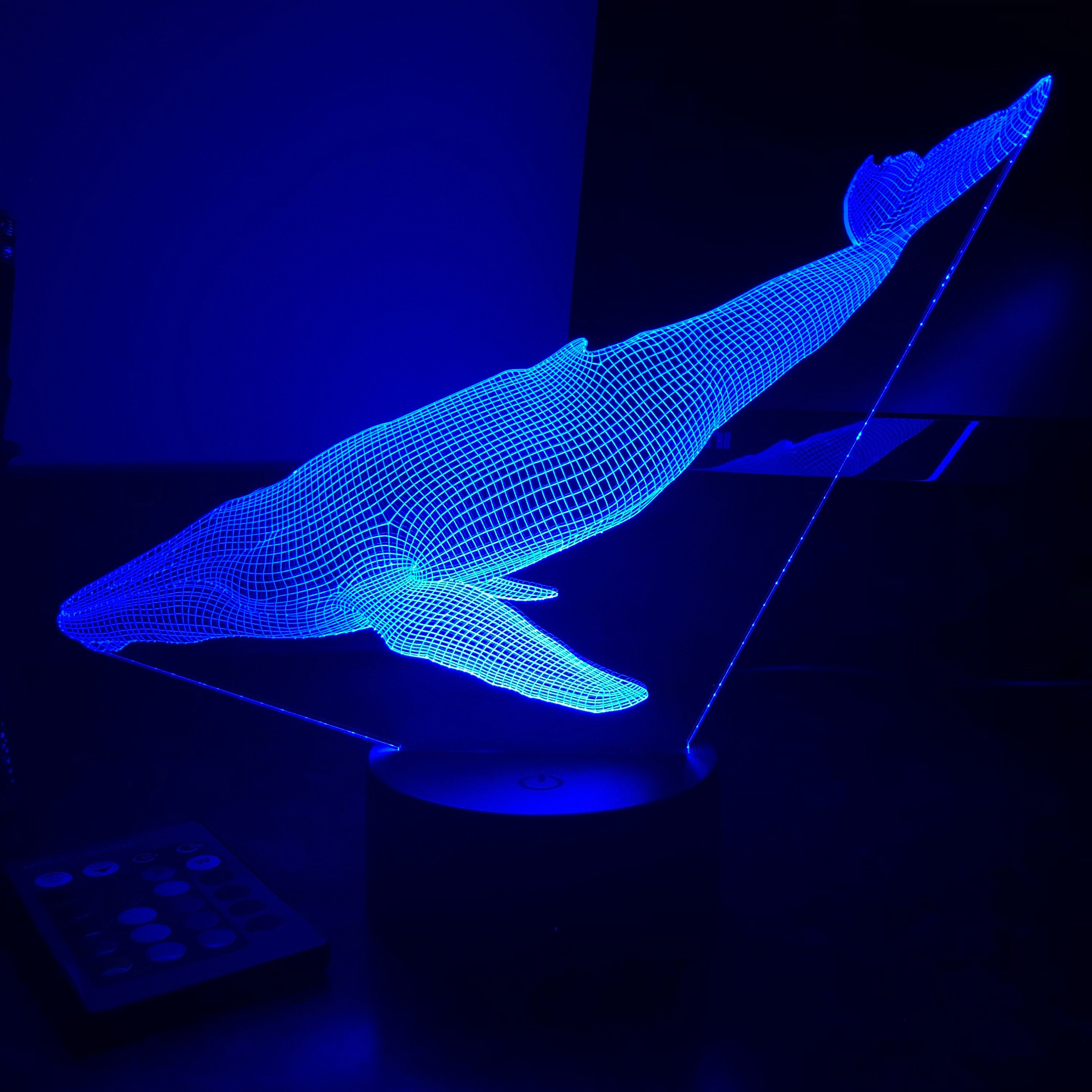Blue Whale 3D Optical Illusion Lamp Night Light Etsy Australia