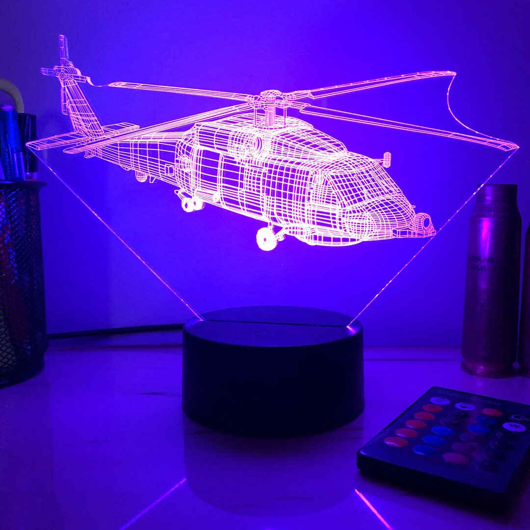SH60 Seahawk Helicopter 3D Optical Illusion Lamp Etsy