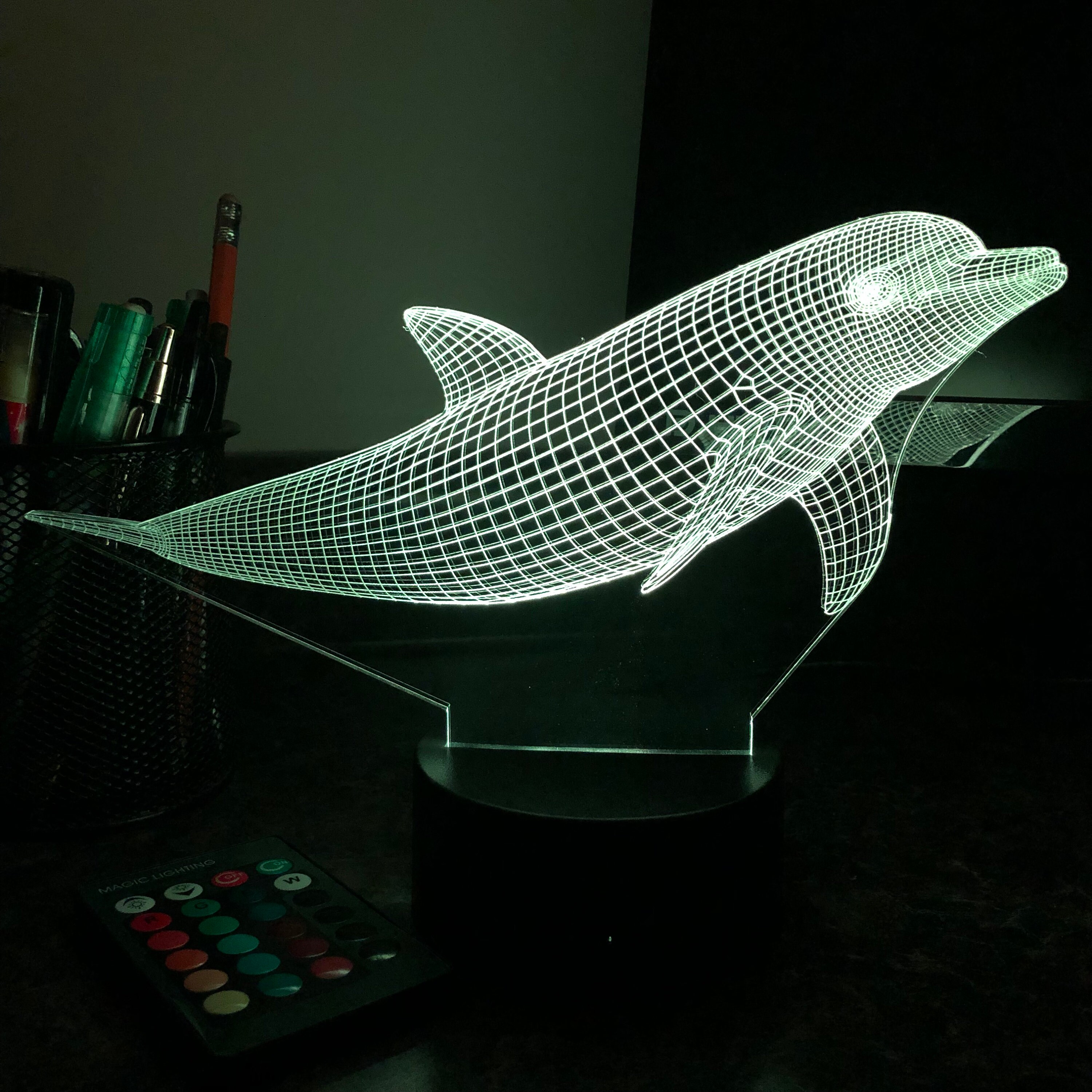 Dolphin 3D Optical Illusion Lamp Night Light Etsy UK