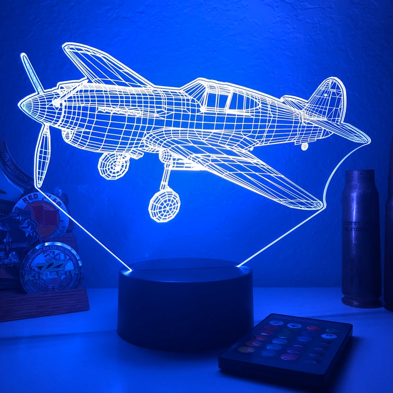 WW2 P40 Warhawk Fighter Plane 3D Optical Illusion Lamp Etsy