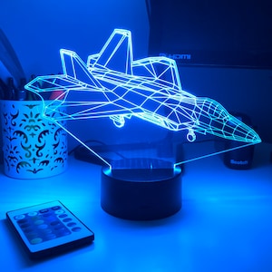 F-22 Raptor Fighter Jet Plane - 3D Optical Illusion Lamp