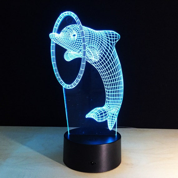 Dolphin Gift 3D Optical Illusion Lamp Night Light Etsy UK