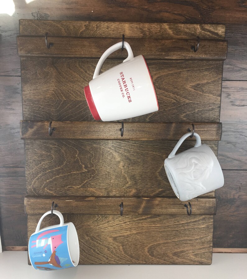 Wall Mounted Coffee Mug Holder Display Storage Rack Starbucks Etsy