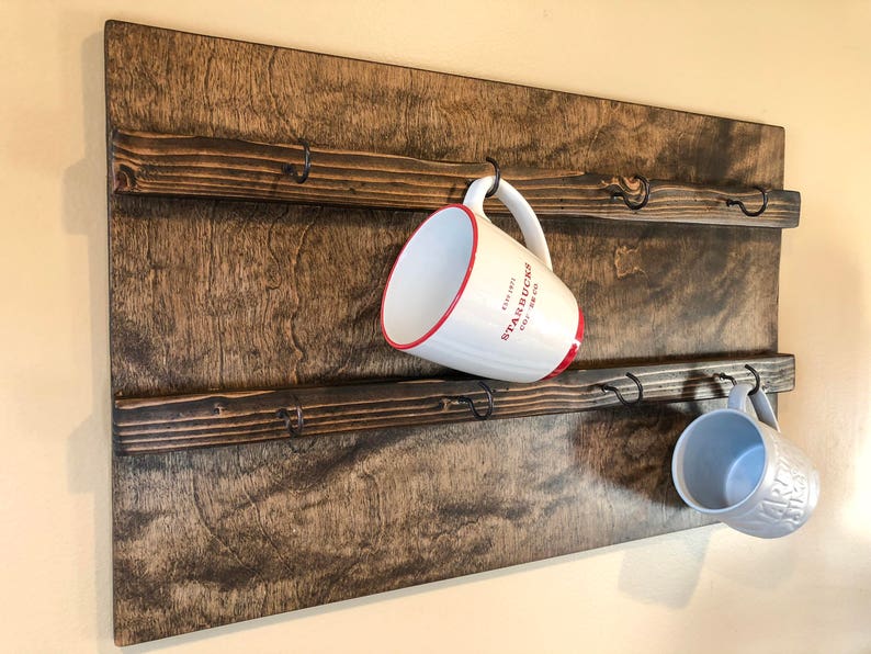Wall Mounted Coffee Mug Holder Display Storage Rack Starbucks Etsy