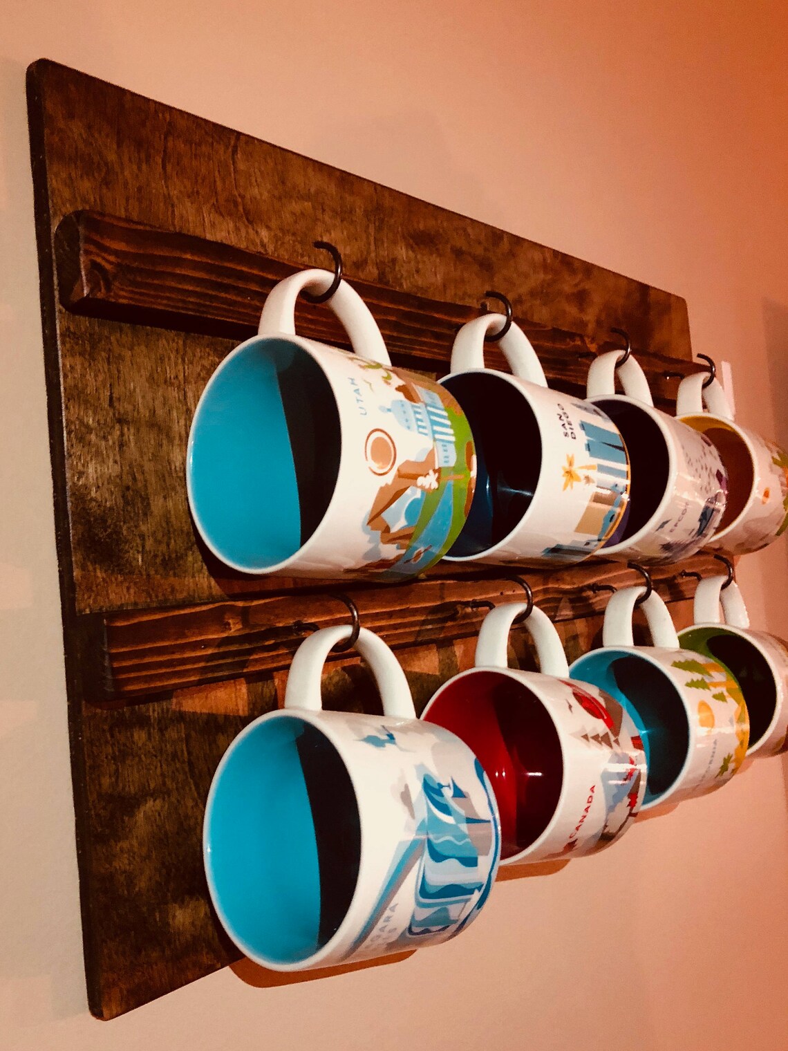 Wall Mounted Coffee Mug Holder Display Storage Rack Starbucks Etsy