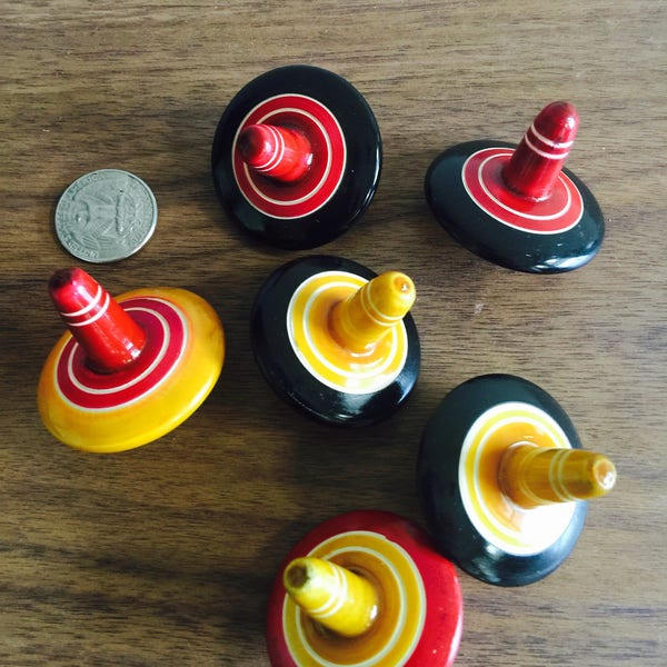 Wooden spinning top, Spinning Tops, Wooden tops, Handmade, wooden games,Party gifts, Vintage toys, Woodturning