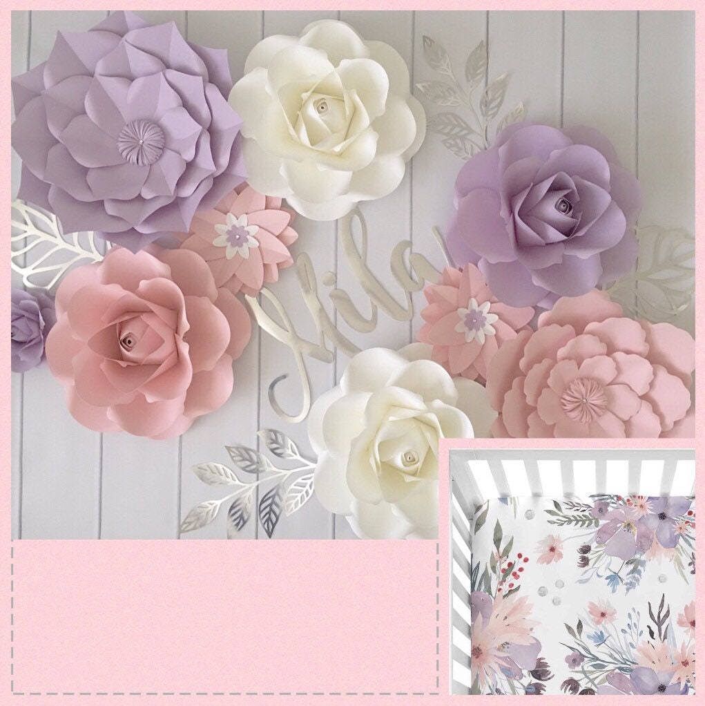 Paper Flowers Wall Decor Girls Paper Flowers Room Decor Etsy