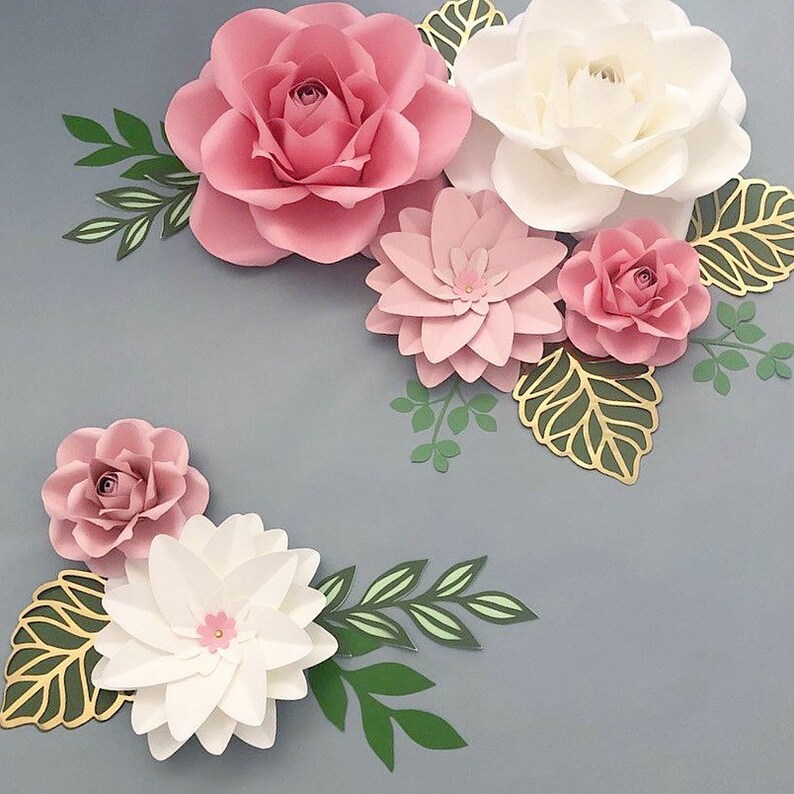 Paper Flowers Wall Decor Pink Paper Flowers Nursery Girl Etsy