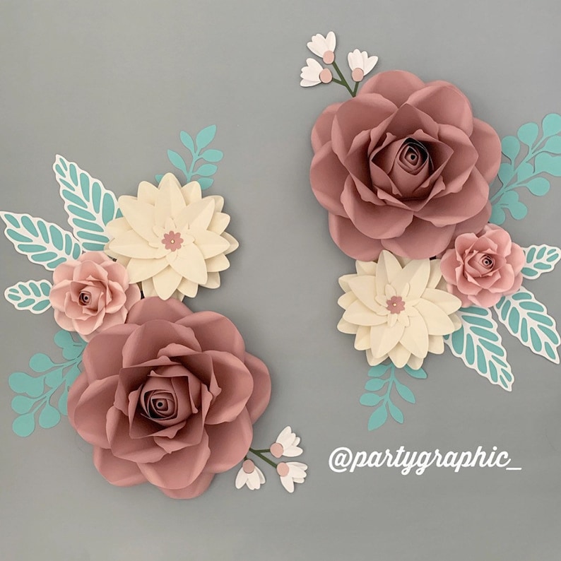 Paper Flowers Wall Decor Blush Paper Flowers Mauve Paper Etsy