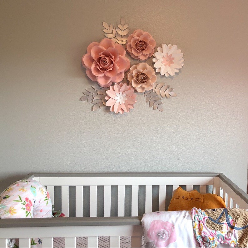 Girl Room Decor Wall Paper Flowers Backdrop Nursery Wall Etsy