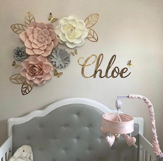 Girl Room Decor Wall Paper Flowers Backdrop Nursery Wall Etsy