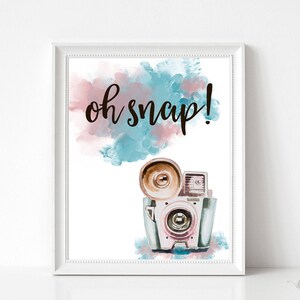 Oh Snap, Watercolor vintage camera digital download image 2