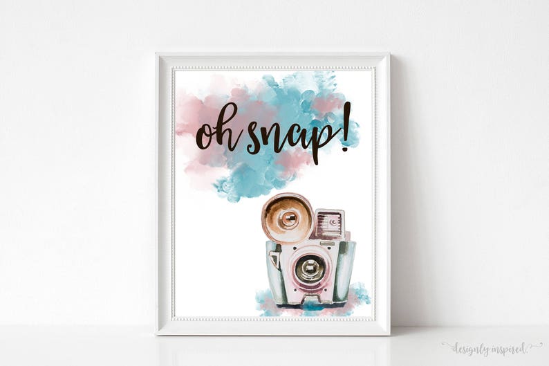 Oh Snap, Watercolor vintage camera digital download image 2