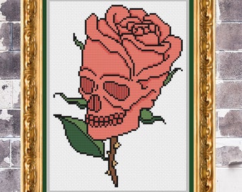 Rose Skull cross stitch pattern | PATTERN ONLY | PDF instant download