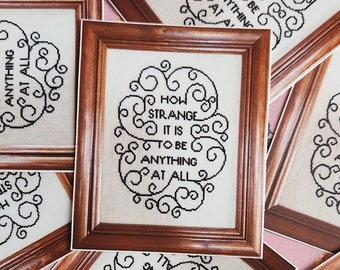 Framed How Strange it is to be Anything at All Neutral Milk Hotel 3 inch durable embroidery hoop cross stitch vinyl sticker decal