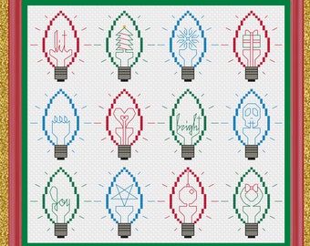 Christmas Light Bulbs Cross Stitch Pattern | PATTERN ONLY | PDF instant download