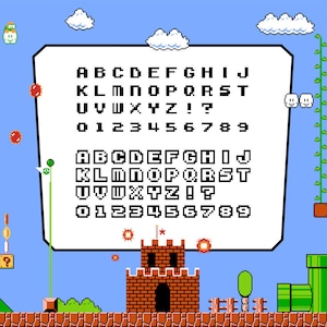 Video Game 8 bit Mario Style Font Letters and Numbers Pattern | PATTERN ONLY | PDF instant download