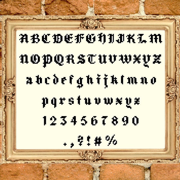 Old English Font Letters Cross Stitch Pattern | PATTERN ONLY | PDF instant download