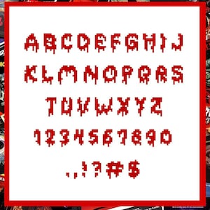 Horror Font cross stitch pattern | PATTERN ONLY | PDF instant download
