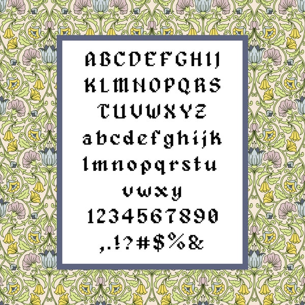Renaissance Font cross stitch pattern | PATTERN ONLY | PDF instant download