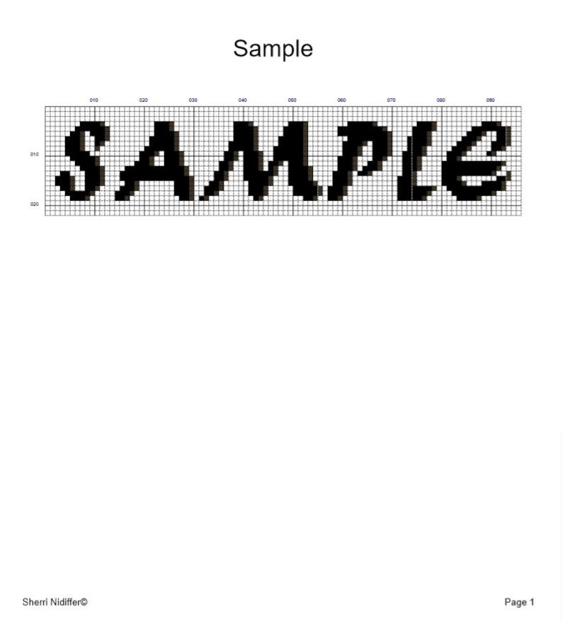 May include: Black and white pixelated image of the word "SAMPLE" on a white background.