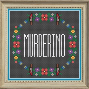 ssdgm and murderino floral hoop knife cross stitch pattern | PATTERN ONLY | PDF instant download