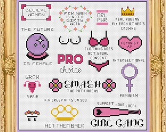 Mini Feminist Friday cross stitch pattern | PATTERN ONLY | PDF instant download