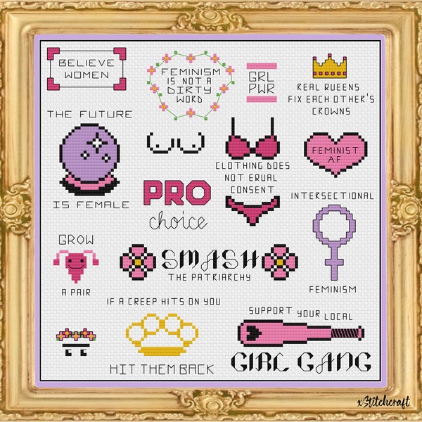 Mini Feminist Friday cross stitch pattern | PATTERN ONLY | PDF instant download