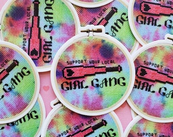 Support your local girl gang embroidery hoop cross stitch decal vinyl sticker