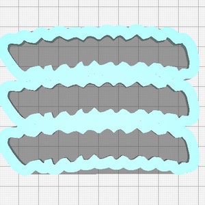 May include: Three layers of light blue scalloped trim, each layer is slightly smaller than the one above it.
