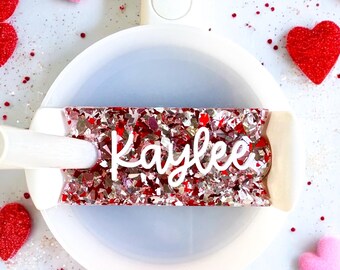 Valentines Tumbler Topper | Personlized Valentines Tumbler Topper | Valentines Name Plate | Stanley Topper| Fits 40oz and 30 oz H2.o ONLY.