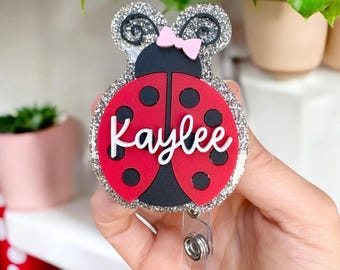 Spring Badge Reel | Personalized Ladybug Badge Reel | Teacher Badge Reel| Nurse Badge Reel| Ladybug Badge Reel | Badge Reel Gift