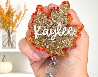 Fall Badge Reel | Fall Leaf Badge Reel | Teacher Badge Reel | Nurse Badge Reel | Cute Fall Badge Reel Gift | Acrylic Badge Reel