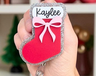 Christmas Badge Reel | Stocking Badge Reel | Winter Badge Reel | Teacher Badge Reel | Nurse Badge Reel | Cute Christmas Badge Reel Gift