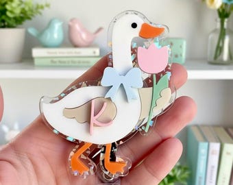 Spring Goose Badge Reel | Spring Badge Reel | Teacher Badge Reel| Nurse Badge Reel| Easter Badge Reel Gift | Cute Goose Badge Reel