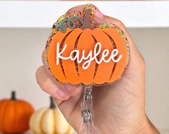 Fall Badge Reel | Pumpkin Badge Reel | Teacher Badge Reel | Nurse Badge Reel | Cute Fall Badge Reel Gift | Acrylic Badge Reel
